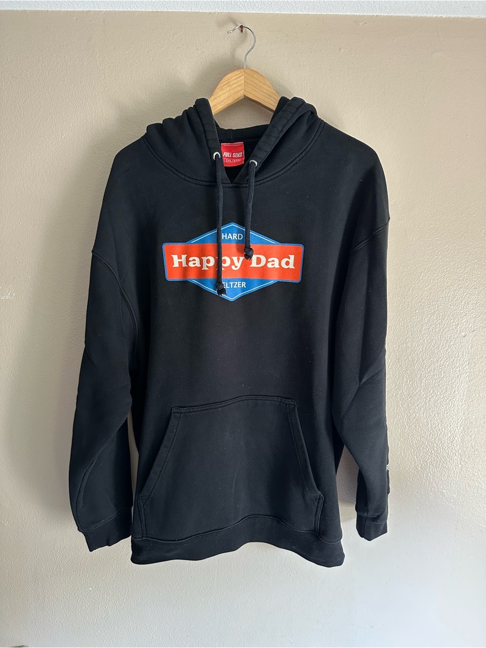 Full Send Happy Dad Black Logo Hoodie - Casual Pullover